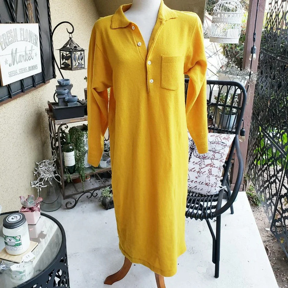 Esprit Knit Dress Vintage w/ Gold Collar Polo Style Pullover Size Small - Med - Picture 2 of 6